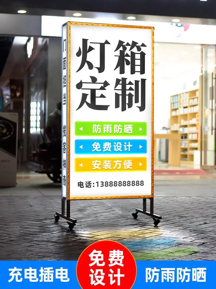 灯箱广告牌招牌户外门口烧烤发光展示牌充电立式落地移动led定